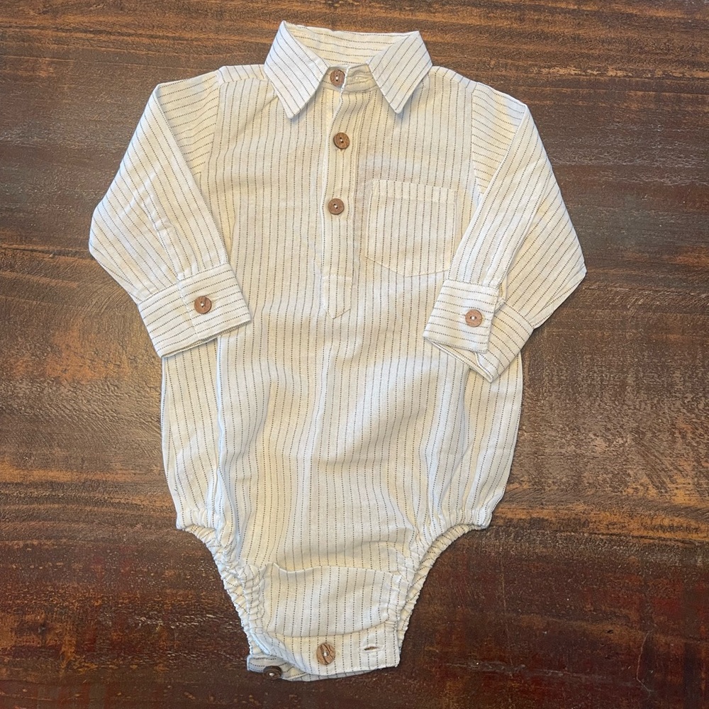 Striped long sleeve onesie shirt